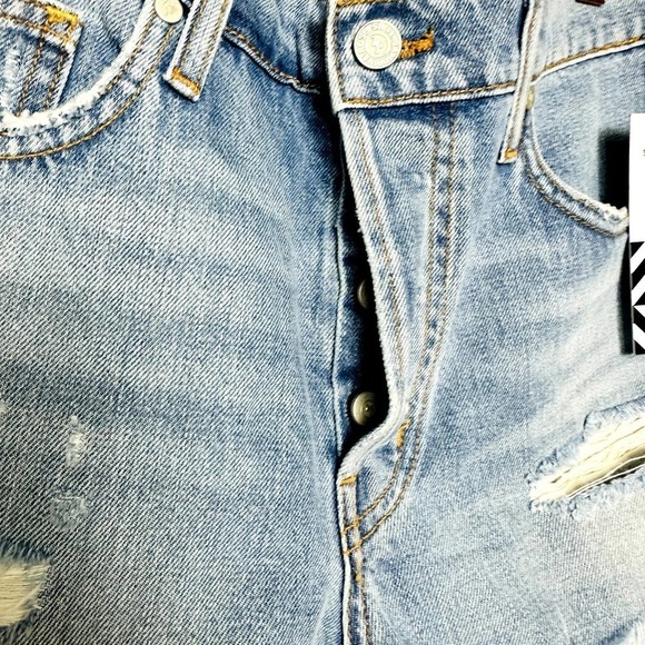 Free People X Sandrine Rose Raw Hem Button Fly Denim Cut Off Shorts White Sz 29 - Picture 3 of 7